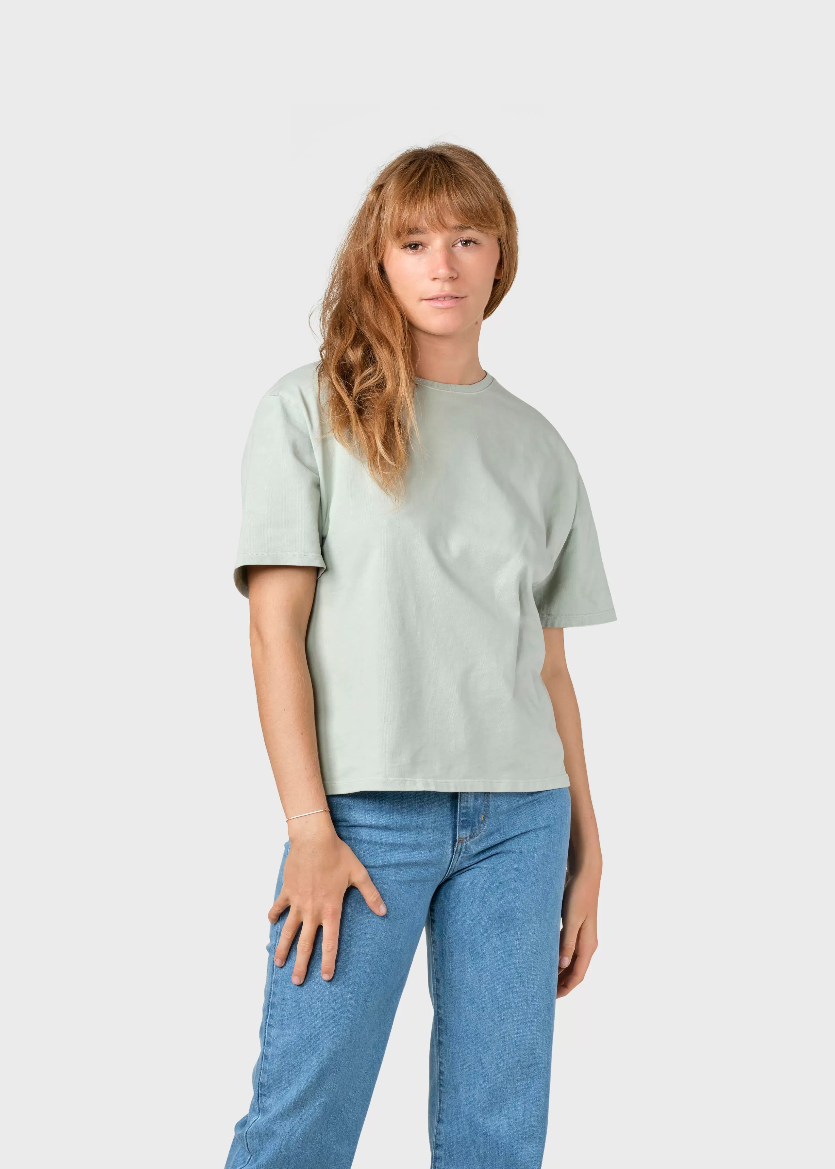 Klitmoller Collective Womens boxy tee - Sage- T-shirts