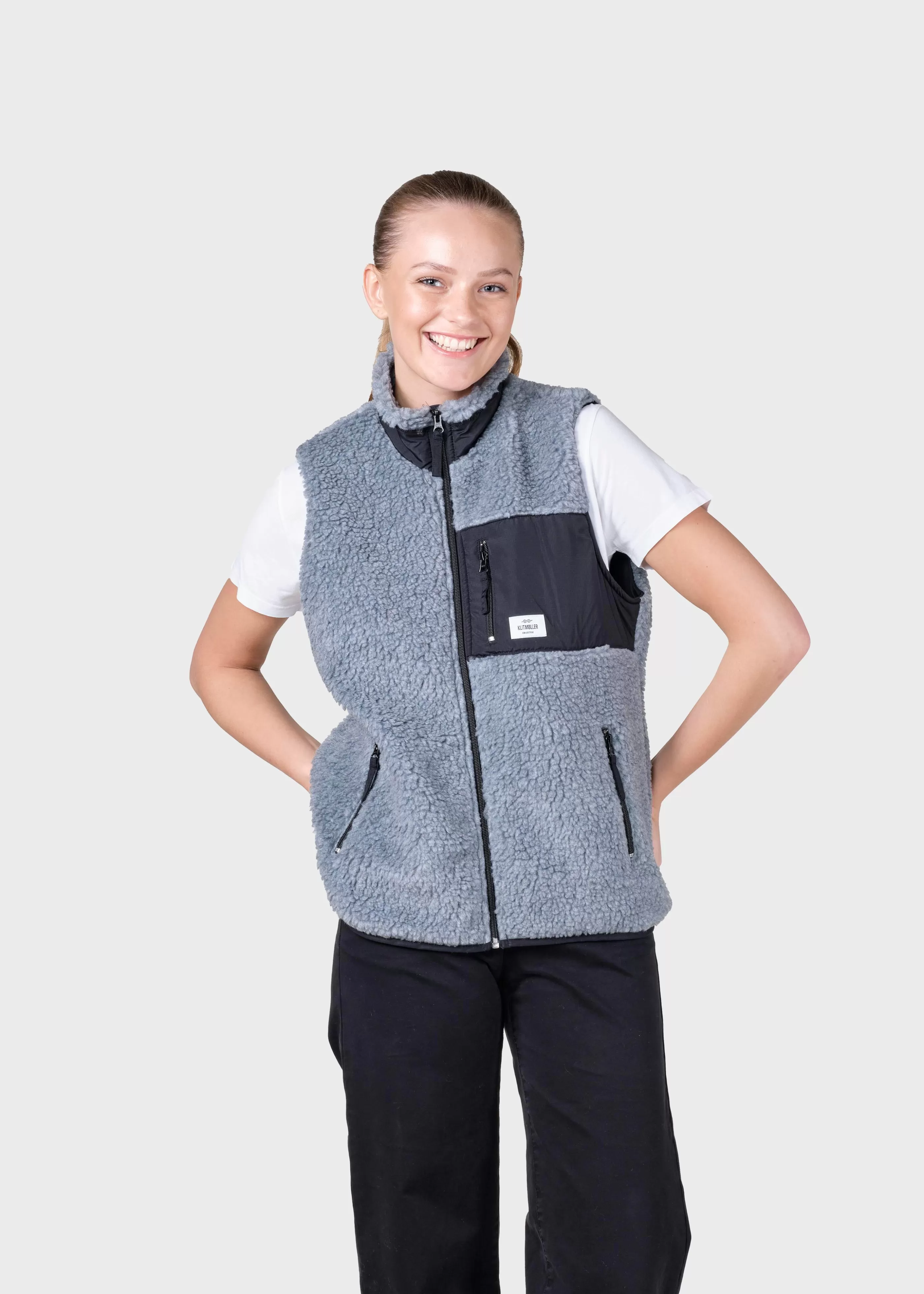 Klitmoller Collective Womens fleece vest - Pastel grey- Jacken